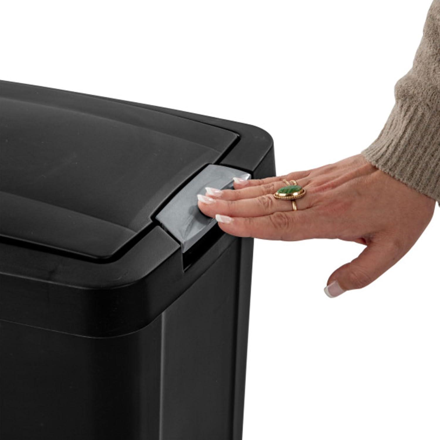 imageSterilite 75 Gallon TouchTop Wastebasket Trash Can with Pop Up Lid for Kitchen Bathroom Mudroom or Office 4 Pack WhiteBlack