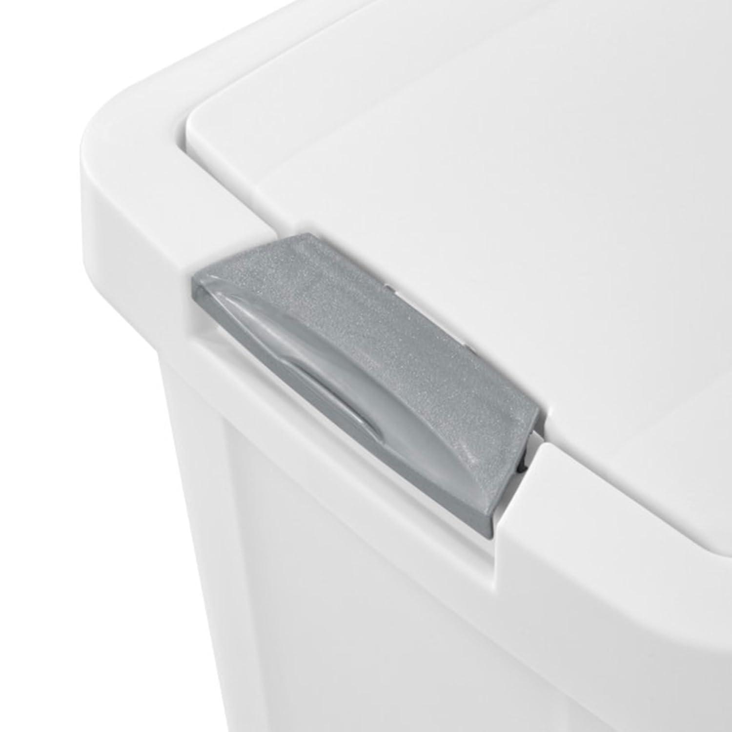 imageSterilite 75 Gallon TouchTop Wastebasket Trash Can with Pop Up Lid for Kitchen Bathroom Mudroom or Office 4 Pack WhiteWhite