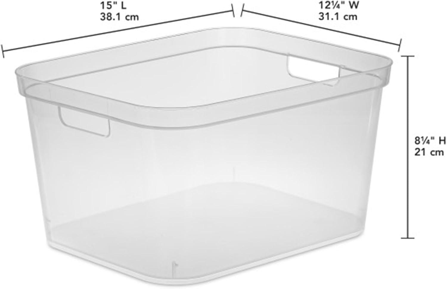 imageSterilite 825x1225x15 Inch Modern Polished Storage Bin wComfortable Carry Through Handles amp Banded Rim for Household Organization Clear 6 Pack18 Pack