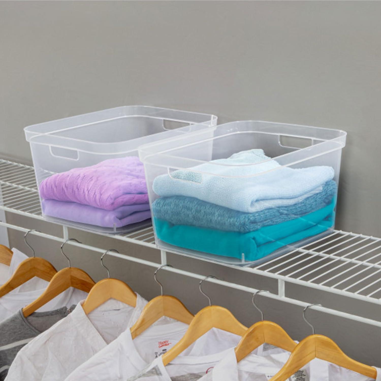 imageSterilite 825x1225x15 Inch Modern Polished Storage Bin wComfortable Carry Through Handles amp Banded Rim for Household Organization Clear 6 Pack18 Pack