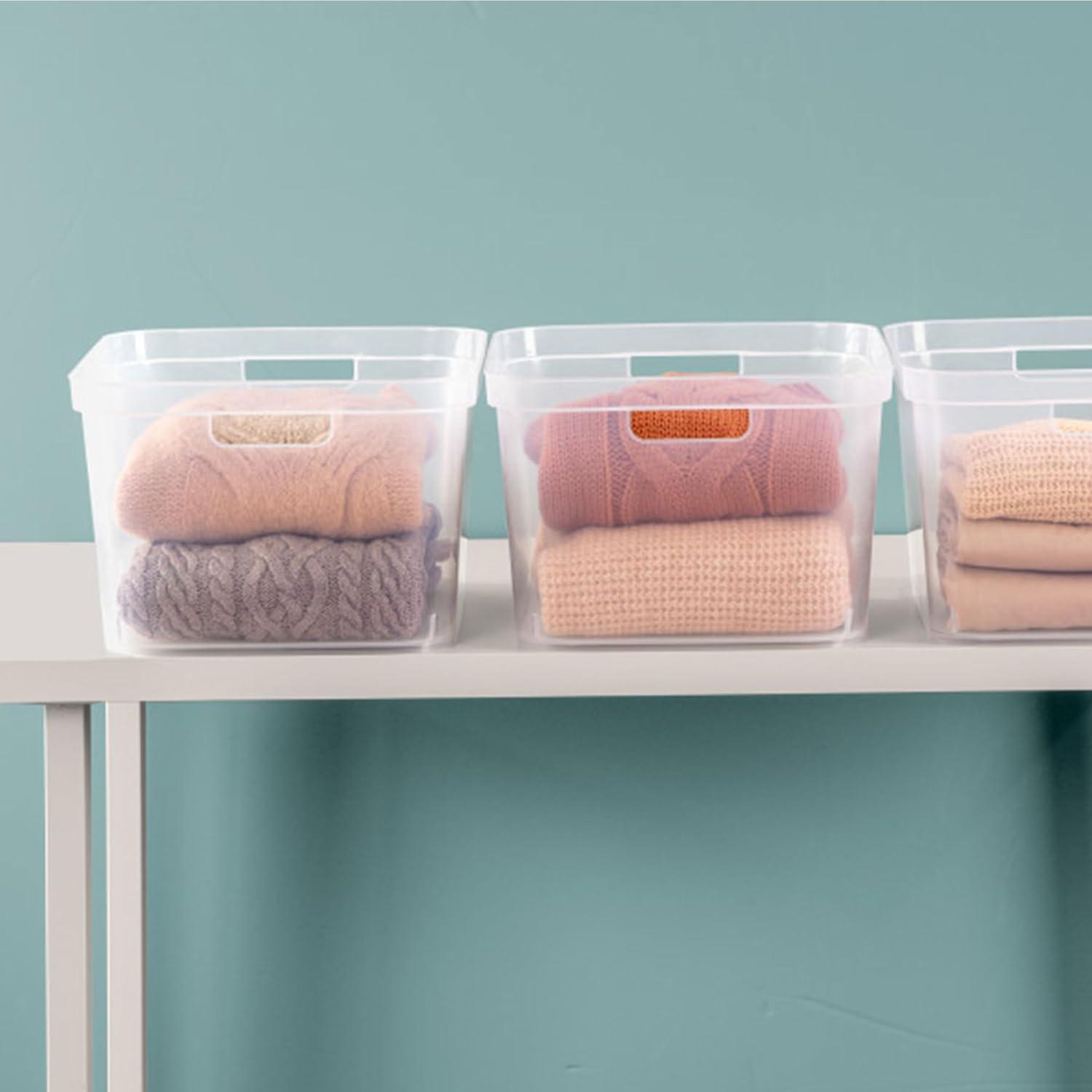 imageSterilite 825x1225x15 Inch Modern Polished Storage Bin wComfortable Carry Through Handles amp Banded Rim for Household Organization Clear 6 Pack18 Pack