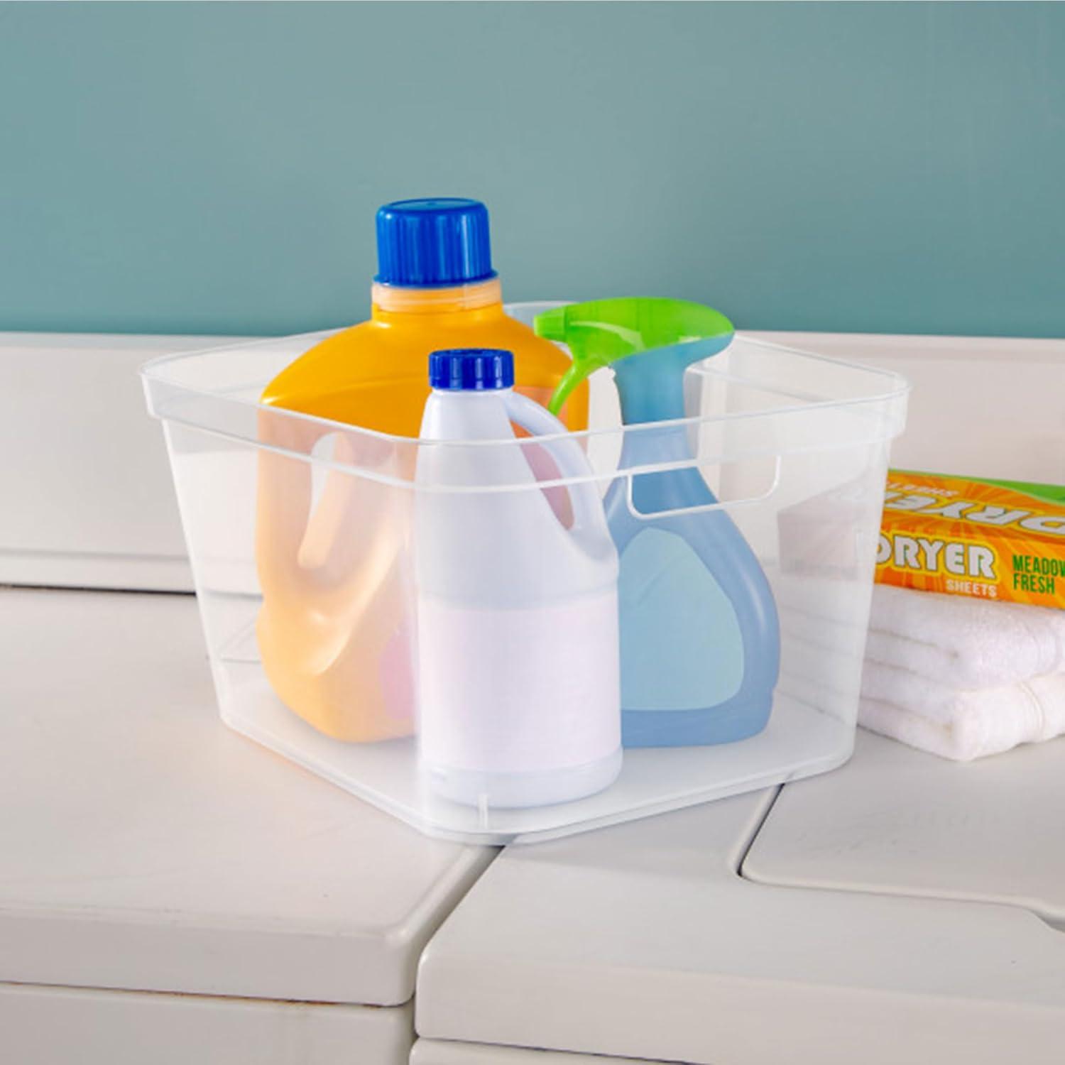 imageSterilite 825x1225x15 Inch Modern Polished Storage Bin wComfortable Carry Through Handles amp Banded Rim for Household Organization Clear 6 Pack18 Pack