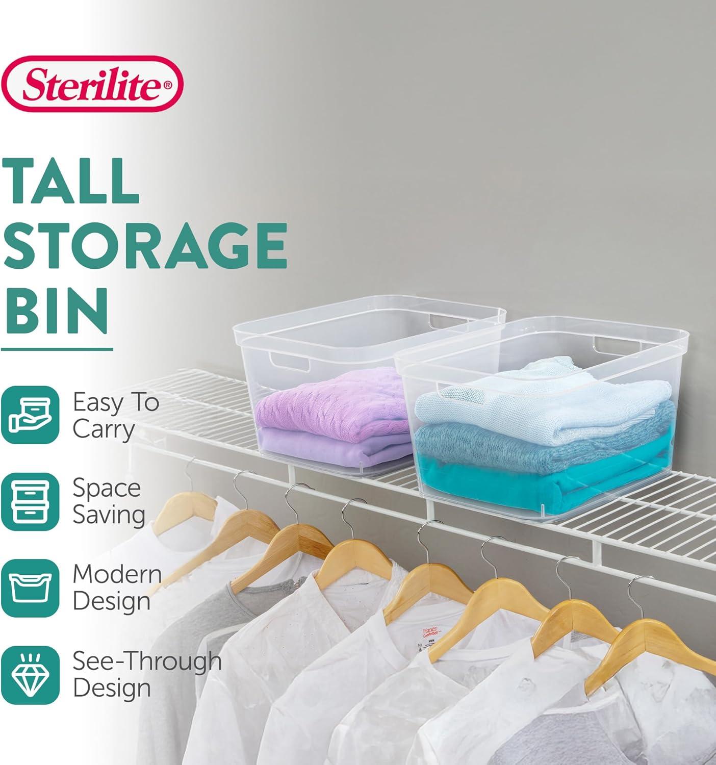 imageSterilite 825x1225x15 Inch Modern Polished Storage Bin wComfortable Carry Through Handles amp Banded Rim for Household Organization Clear 6 Pack18 Pack