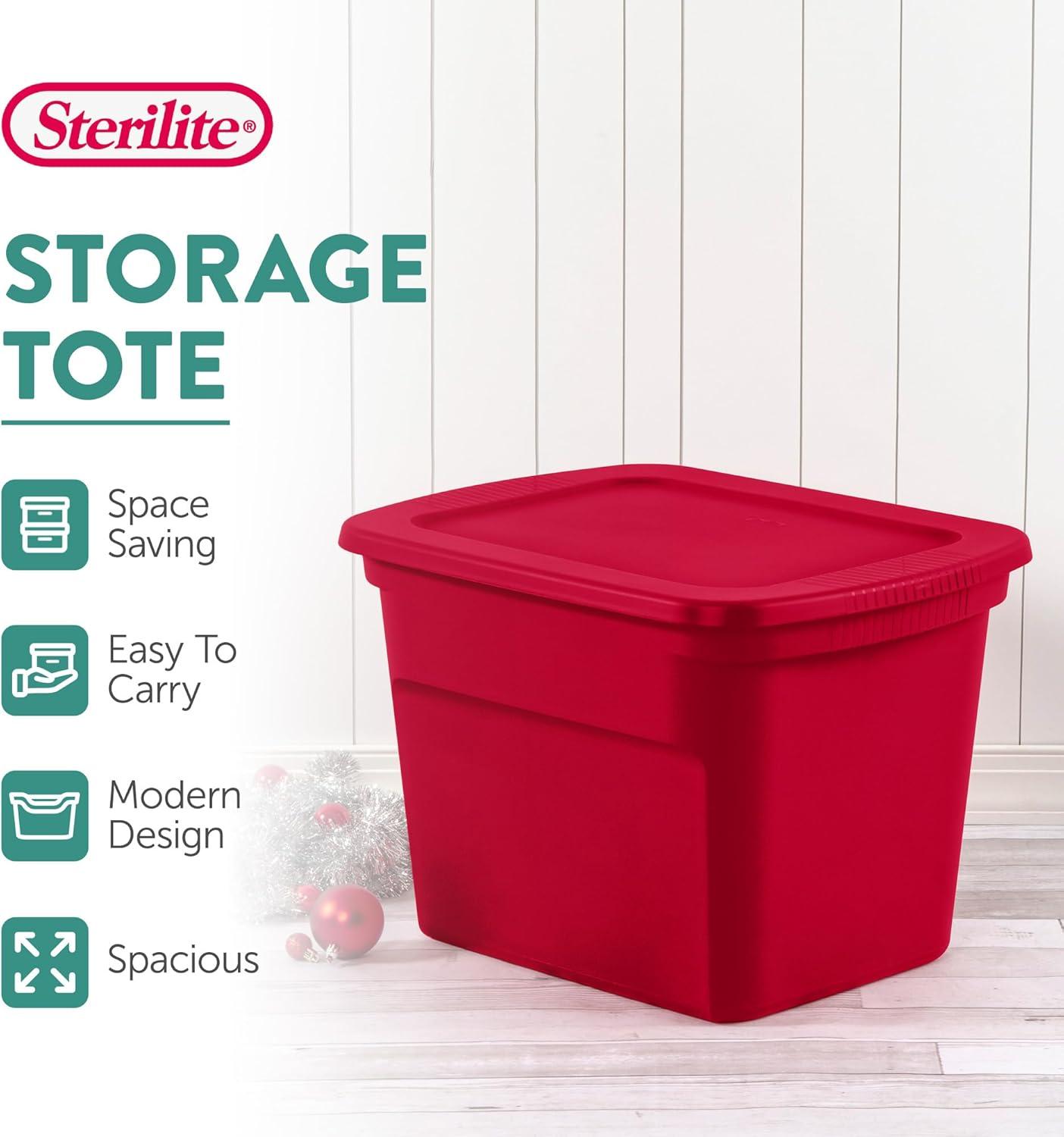 imageSterilite 8Pack Storage Tote Plastic Container Bins with Lids 18 Gallon Marine Blue HeavyDuty Organizing Containers for Closet Bathroom and OfficeRed