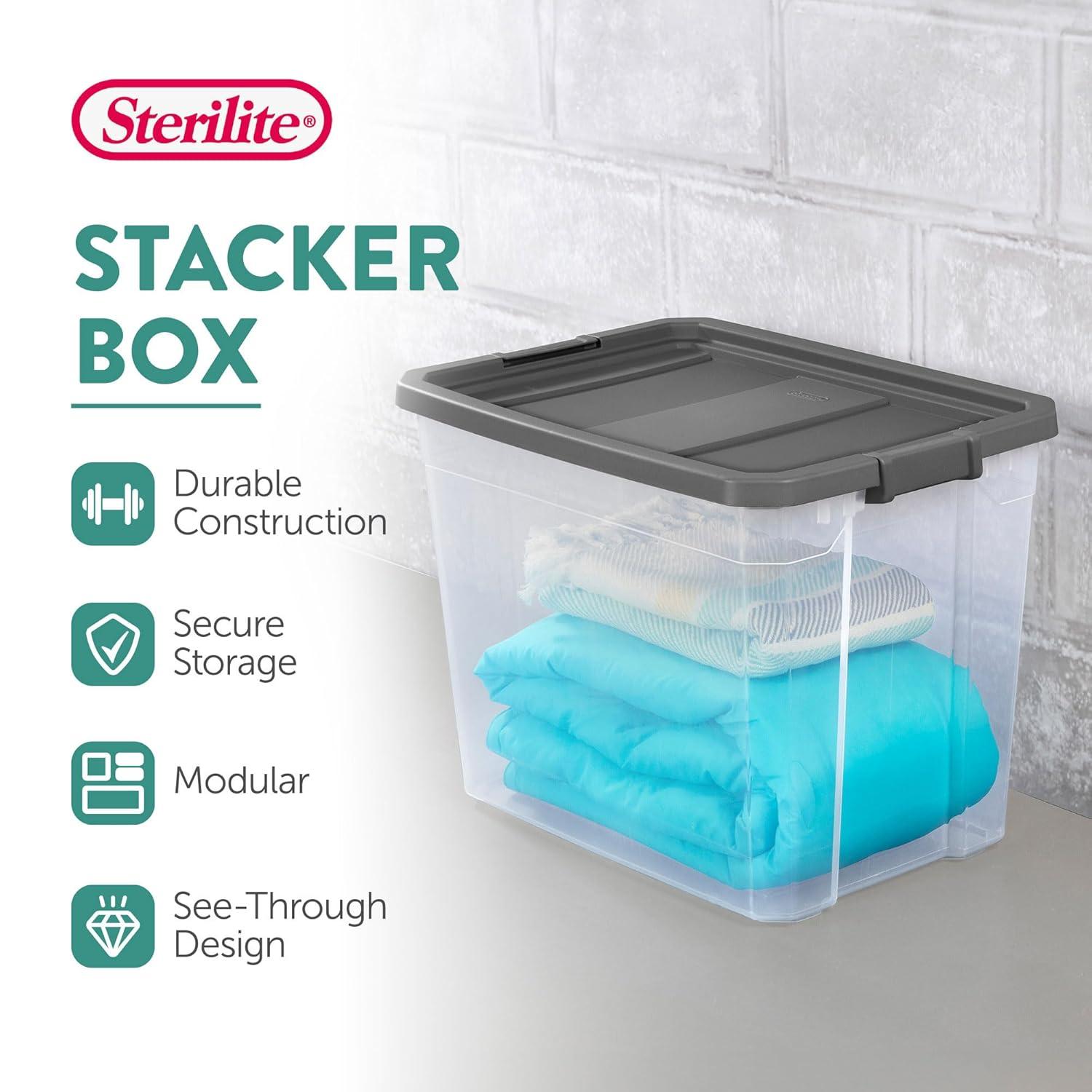 imageSterilite Box Stacker Modular Clear 16QT 14723V06108 Quart