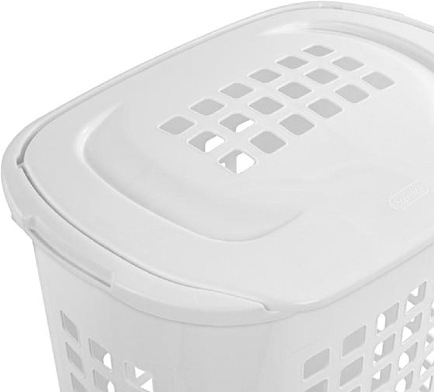 imageSterilite Bushell 24 in Tall Lift Top XL Laundry Basket Hamper White 4 Pack4 Pack