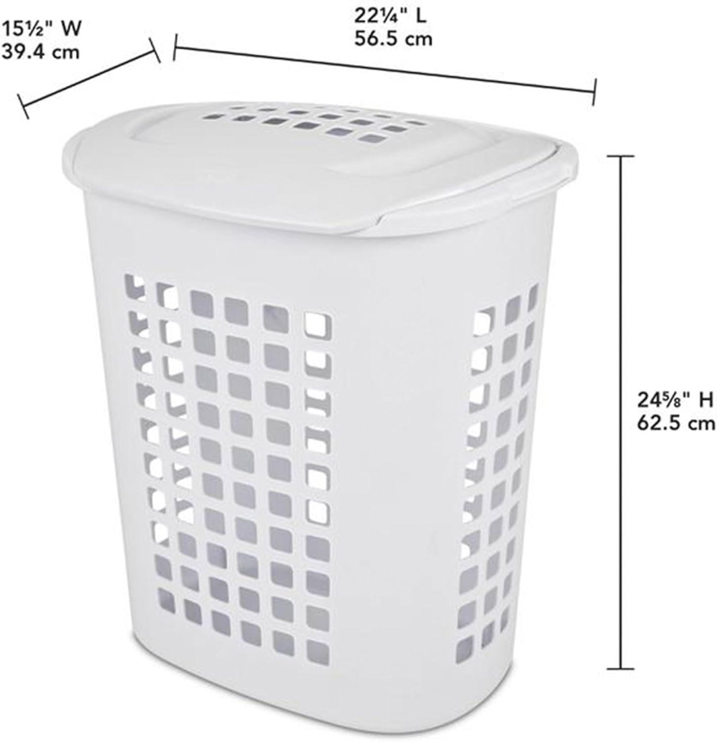 imageSterilite Bushell 24 in Tall Lift Top XL Laundry Basket Hamper White 4 Pack4 Pack