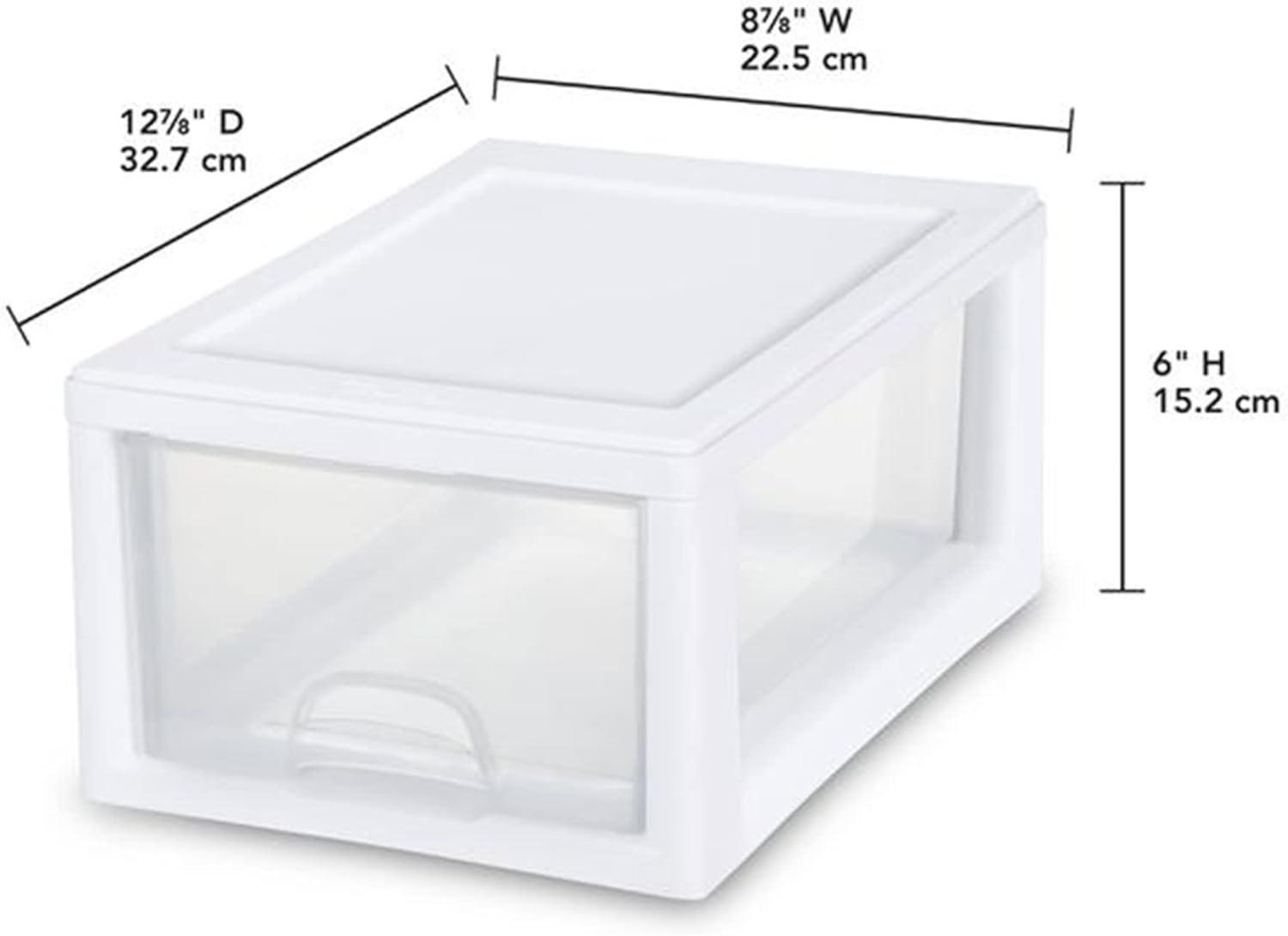 imageSterilite Clear Plastic Stackable Storage Drawer Container Box with White Frame 30 Pack