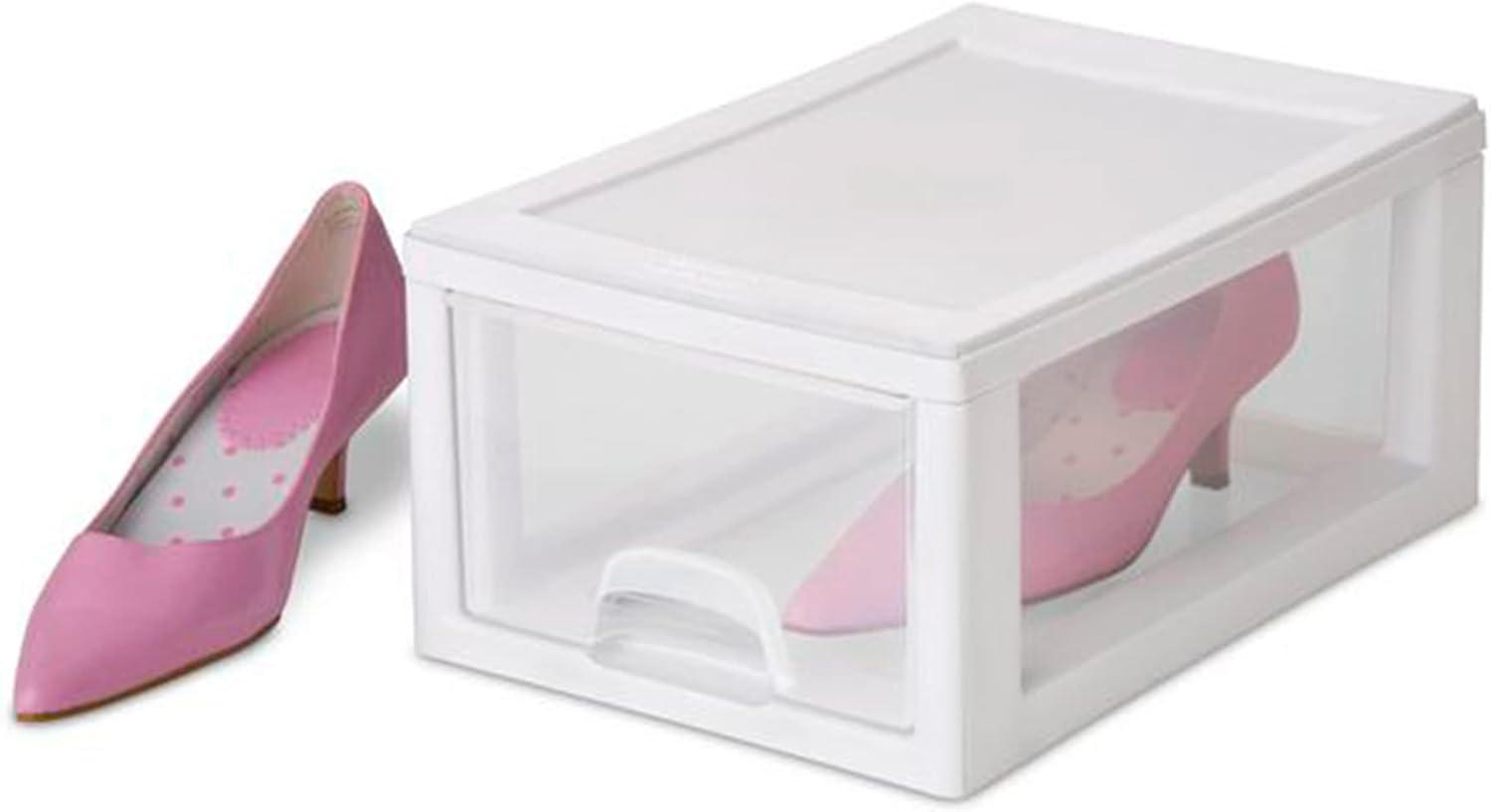 imageSterilite Clear Plastic Stackable Storage Drawer Container Box with White Frame 30 Pack