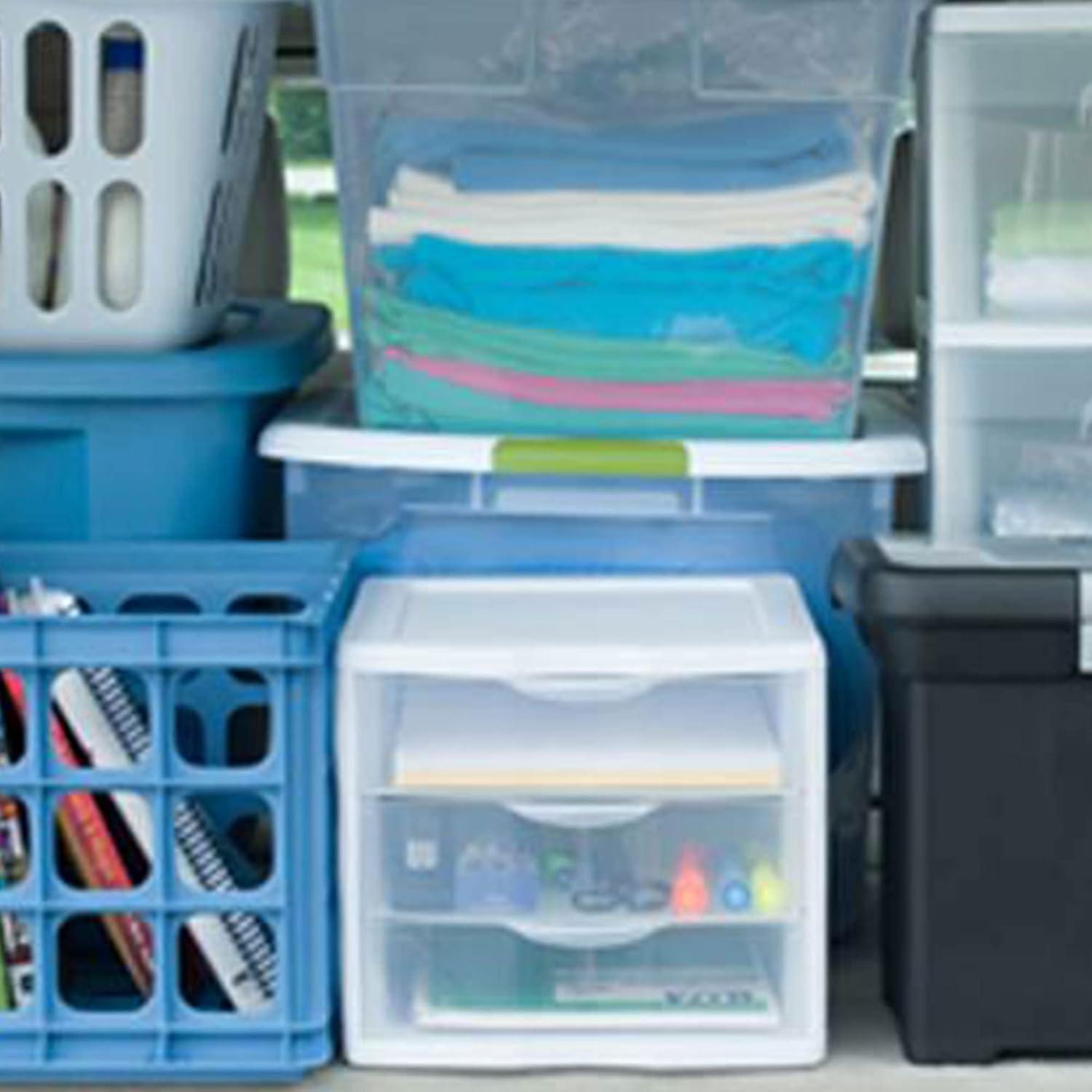 imageSterilite ClearView Compact Stacking 3 Drawer Storage Organizer System for Crafting Supplies Home Office or Dorm Room 20 Pack