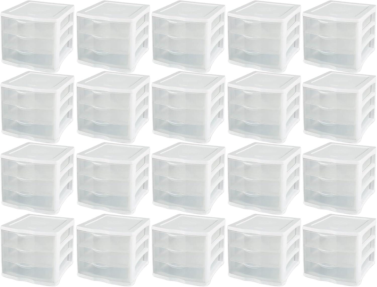 imageSterilite ClearView Compact Stacking 3 Drawer Storage Organizer System for Crafting Supplies Home Office or Dorm Room 20 Pack