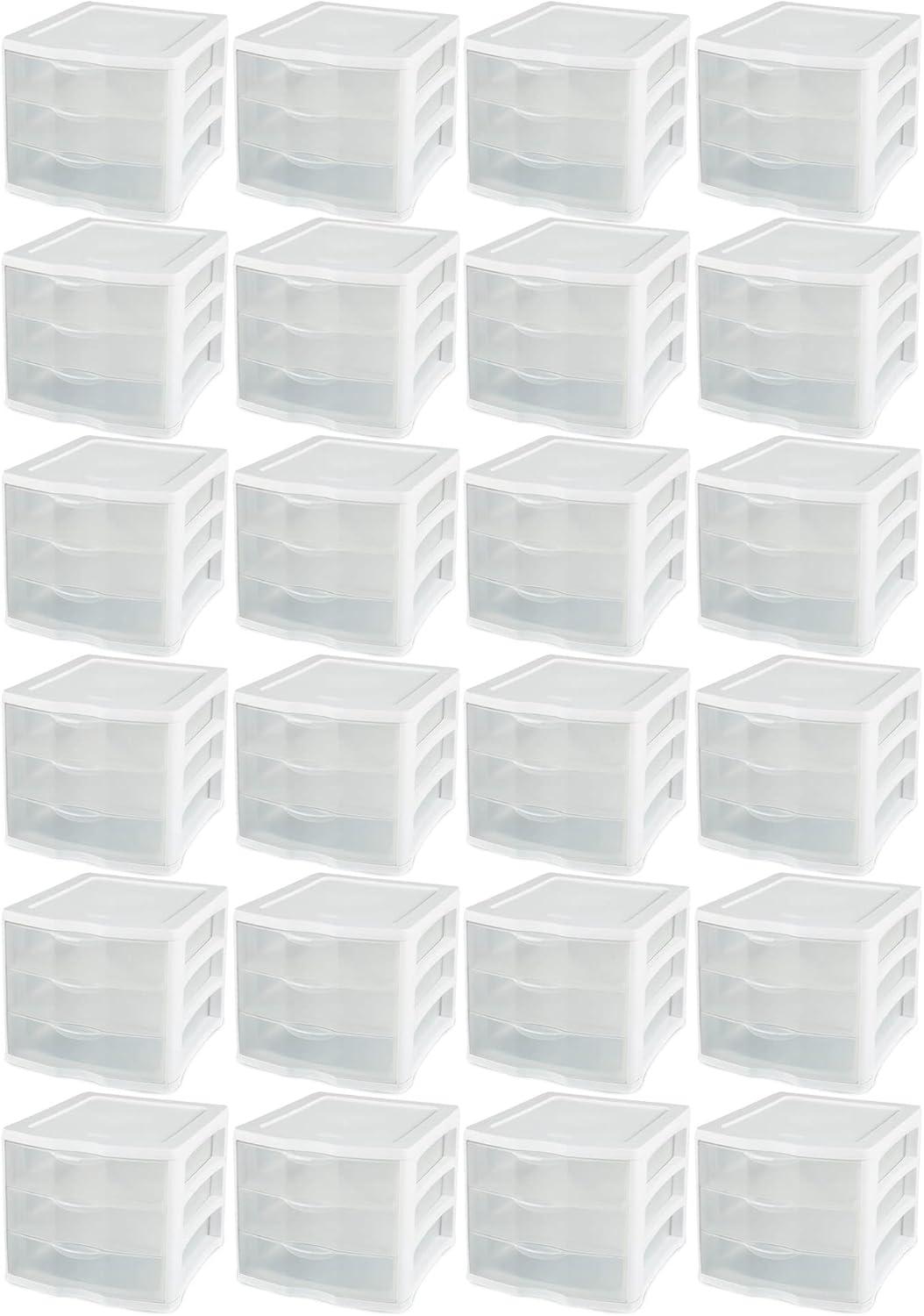 imageSterilite ClearView Compact Stacking 3 Drawer Storage Organizer System for Crafting Supplies Home Office or Dorm Room 24 Pack