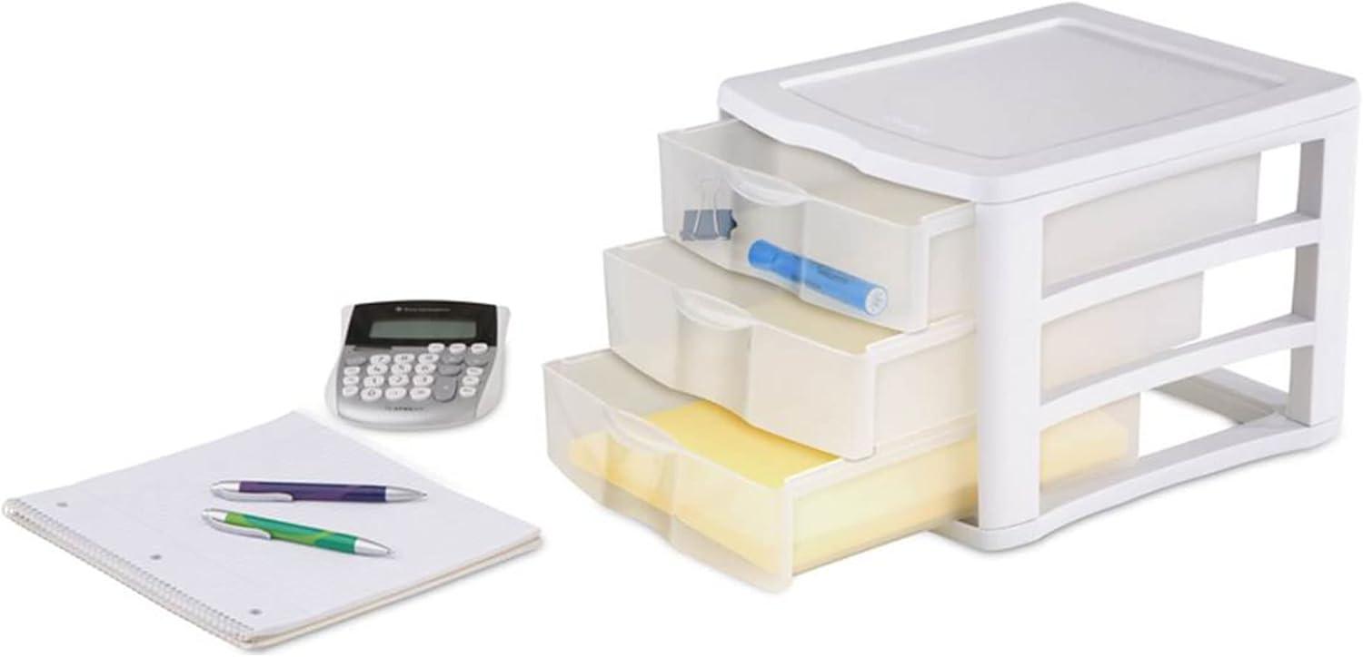 imageSterilite ClearView Compact Stacking 3 Drawer Storage Organizer System for Crafting Supplies Home Office or Dorm Room 24 Pack