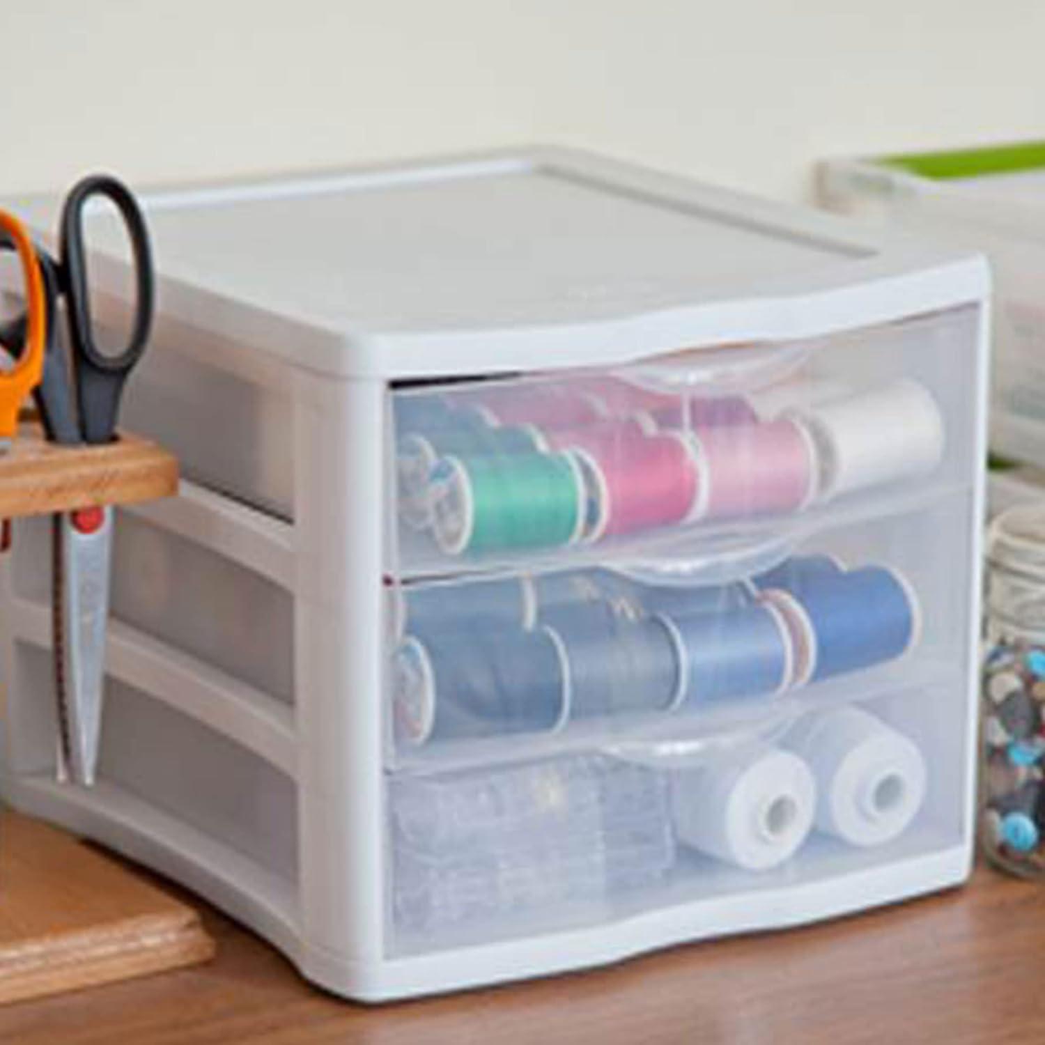 imageSterilite ClearView Compact Stacking 3 Drawer Storage Organizer System for Crafting Supplies Home Office or Dorm Room 24 Pack
