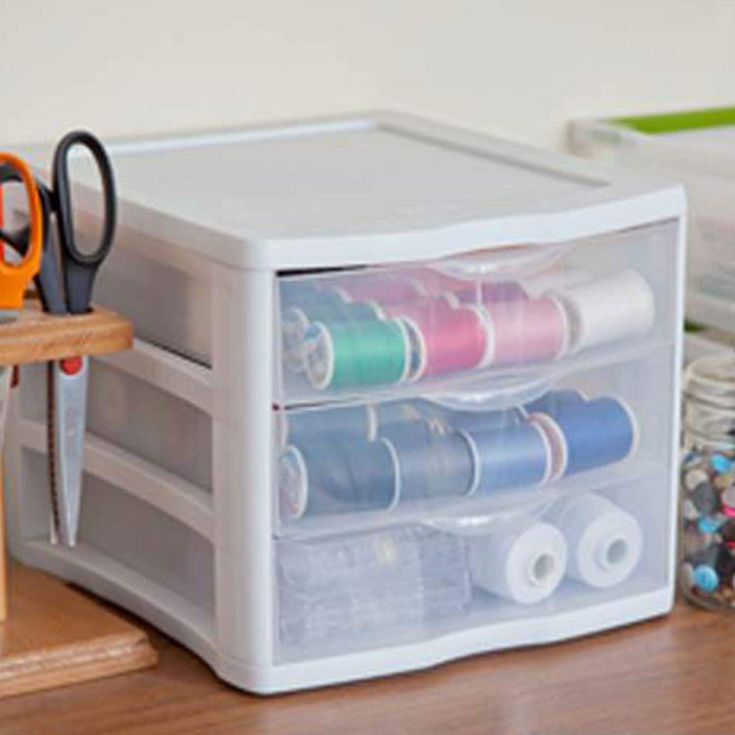 imageSterilite ClearView Compact Stacking 3 Drawer Storage Organizer System for Crafting Supplies Home Office or Dorm Room 40 Pack