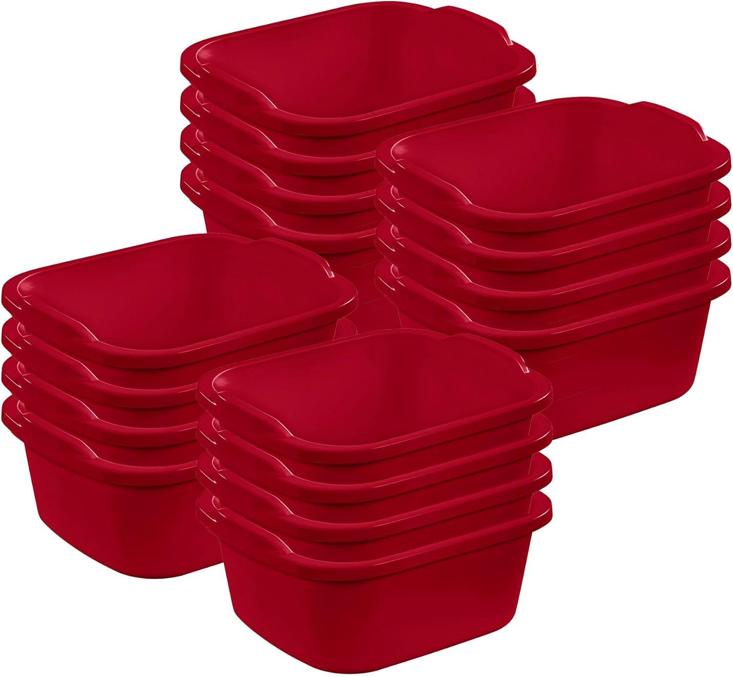 imageSterilite Convenient Extra Large MultiFunctional Home 12Quart Standard Sink Dish Washing Storage Pan Red 8 PackRed