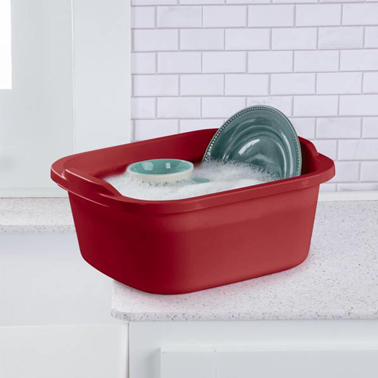 imageSterilite Convenient Extra Large MultiFunctional Home 12Quart Standard Sink Dish Washing Storage Pan Red 8 PackRed