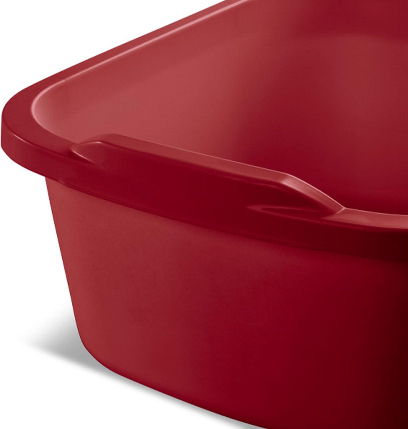 imageSterilite Convenient Extra Large MultiFunctional Home 12Quart Standard Sink Dish Washing Storage Pan Red 8 PackRed