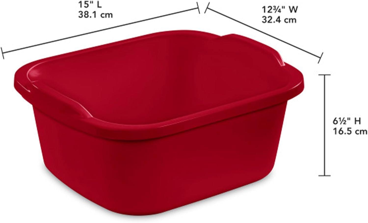 imageSterilite Convenient Extra Large MultiFunctional Home 12Quart Standard Sink Dish Washing Storage Pan Red 8 PackRed