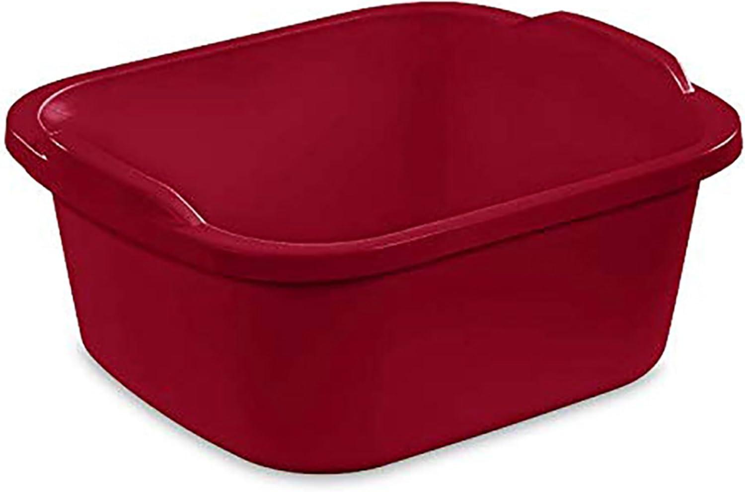 imageSterilite Convenient Extra Large MultiFunctional Home 12Quart Standard Sink Dish Washing Storage Pan Red 8 PackRed
