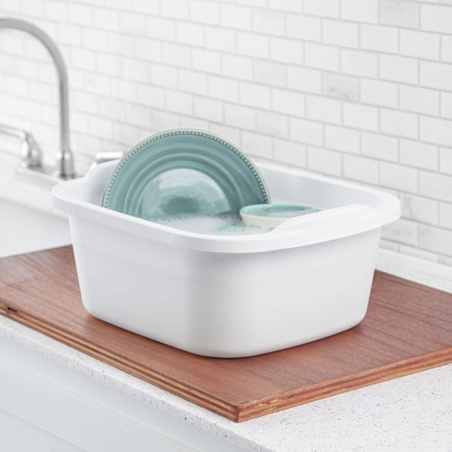 imageSterilite Convenient Extra Large MultiFunctional Home 12Quart Standard Sink Dish Washing Storage Pan Red 8 PackWhite