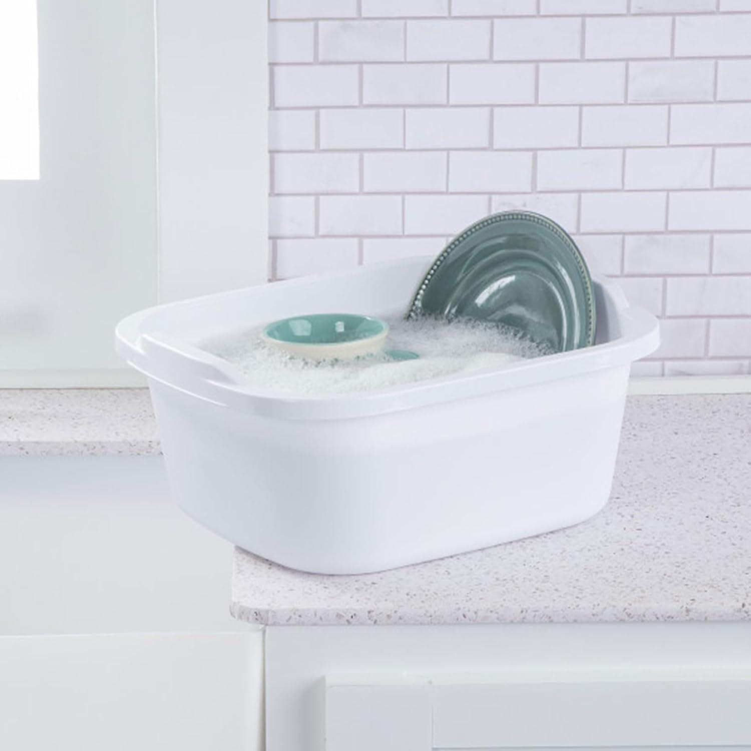 imageSterilite Convenient Extra Large MultiFunctional Home 12Quart Standard Sink Dish Washing Storage Pan Red 8 PackWhite