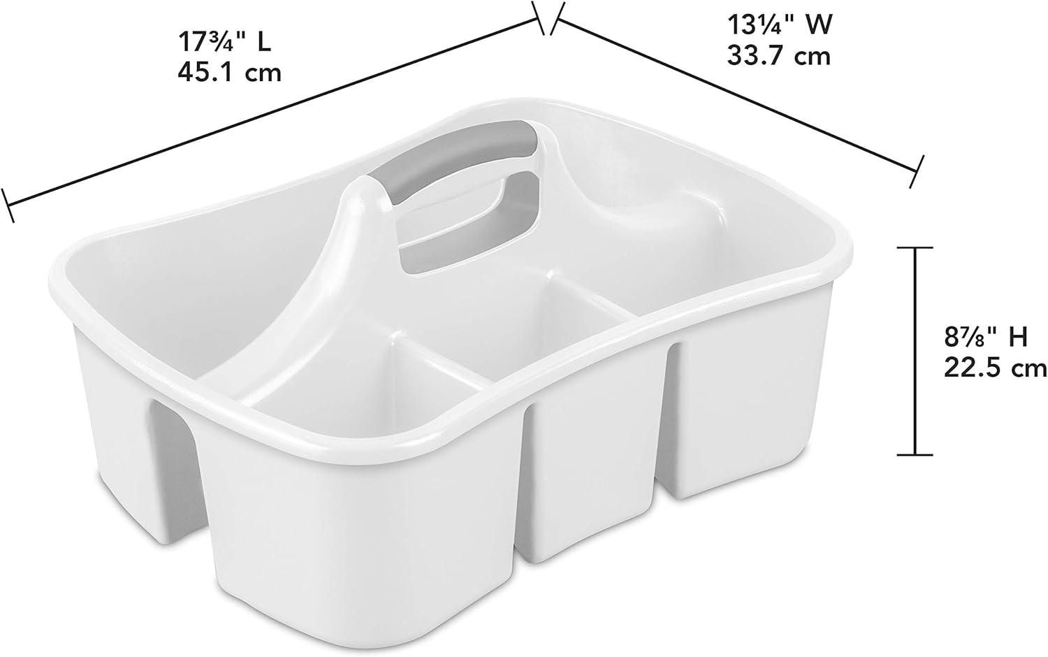 imageSterilite Divided Ultra Caddy Plastic Portable Storage to Hold Bathroom and Cleaning Supplies 5 Large Compartments and Handle White 6Pack