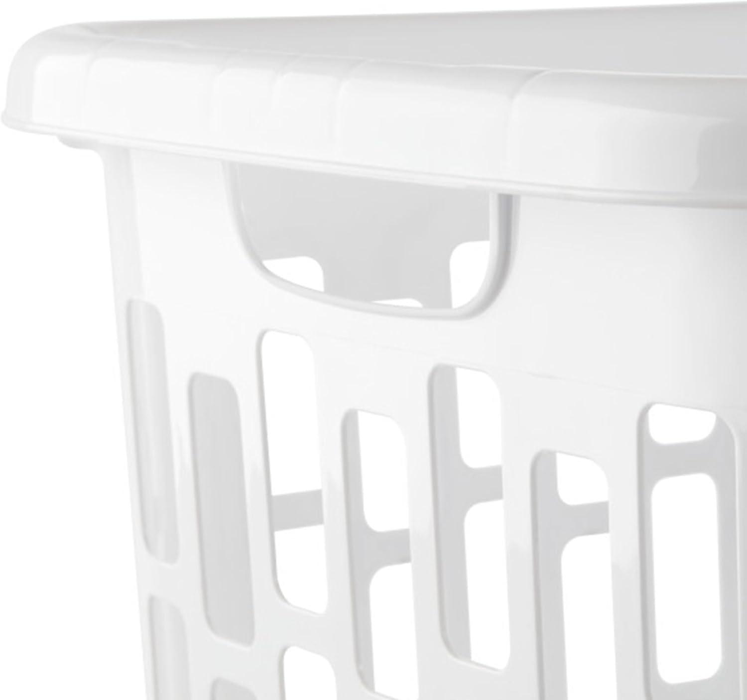 imageSterilite Easy Carry Laundry Hamper Ventilation Holes and Handles to Carry Clothes Between the Laundry Room and Bedroom Plastic White 4Pack12 Pack