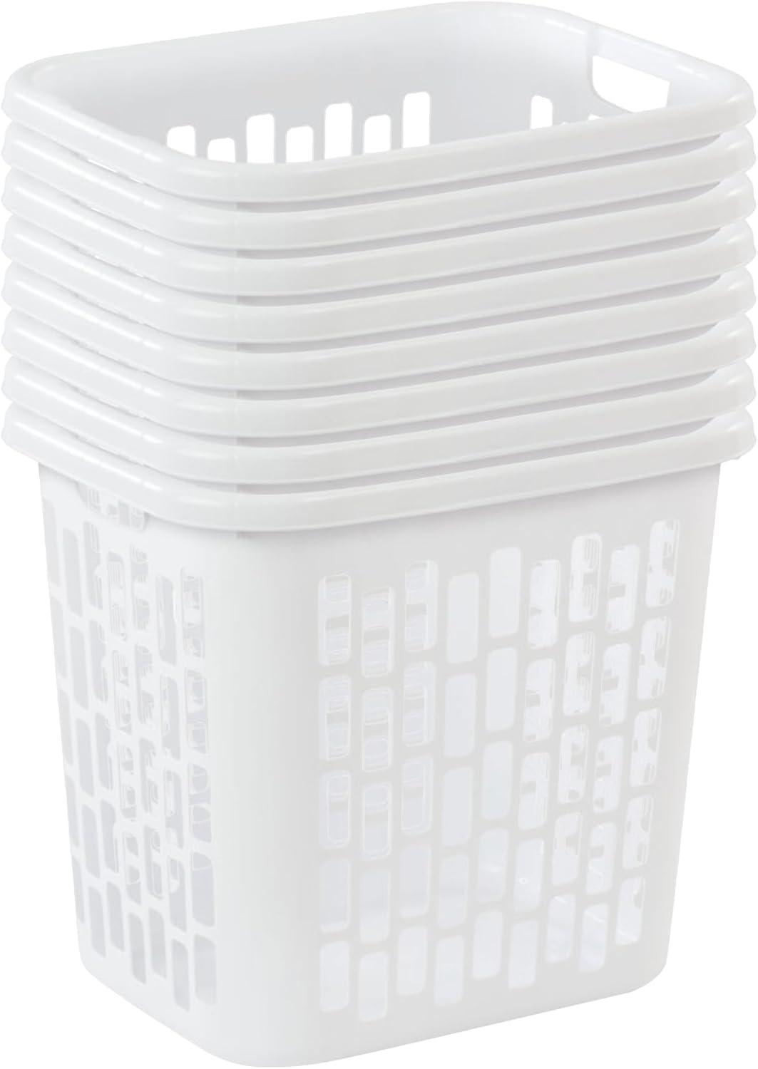 imageSterilite Easy Carry Laundry Hamper Ventilation Holes and Handles to Carry Clothes Between the Laundry Room and Bedroom Plastic White 4Pack12 Pack