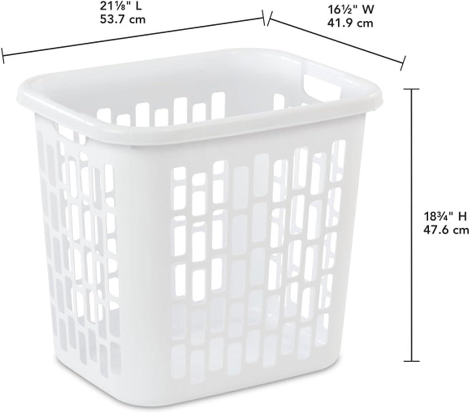 imageSterilite Easy Carry Laundry Hamper Ventilation Holes and Handles to Carry Clothes Between the Laundry Room and Bedroom Plastic White 4Pack12 Pack
