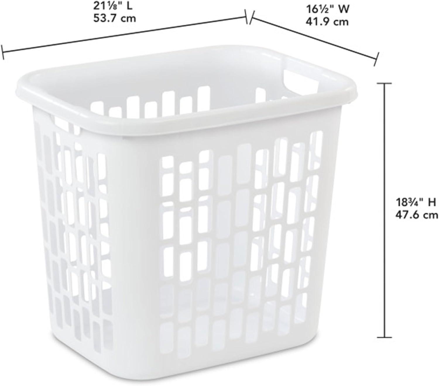 imageSterilite Easy Carry Laundry Hamper Ventilation Holes and Handles to Carry Clothes Between the Laundry Room and Bedroom Plastic White 4Pack4 Pack