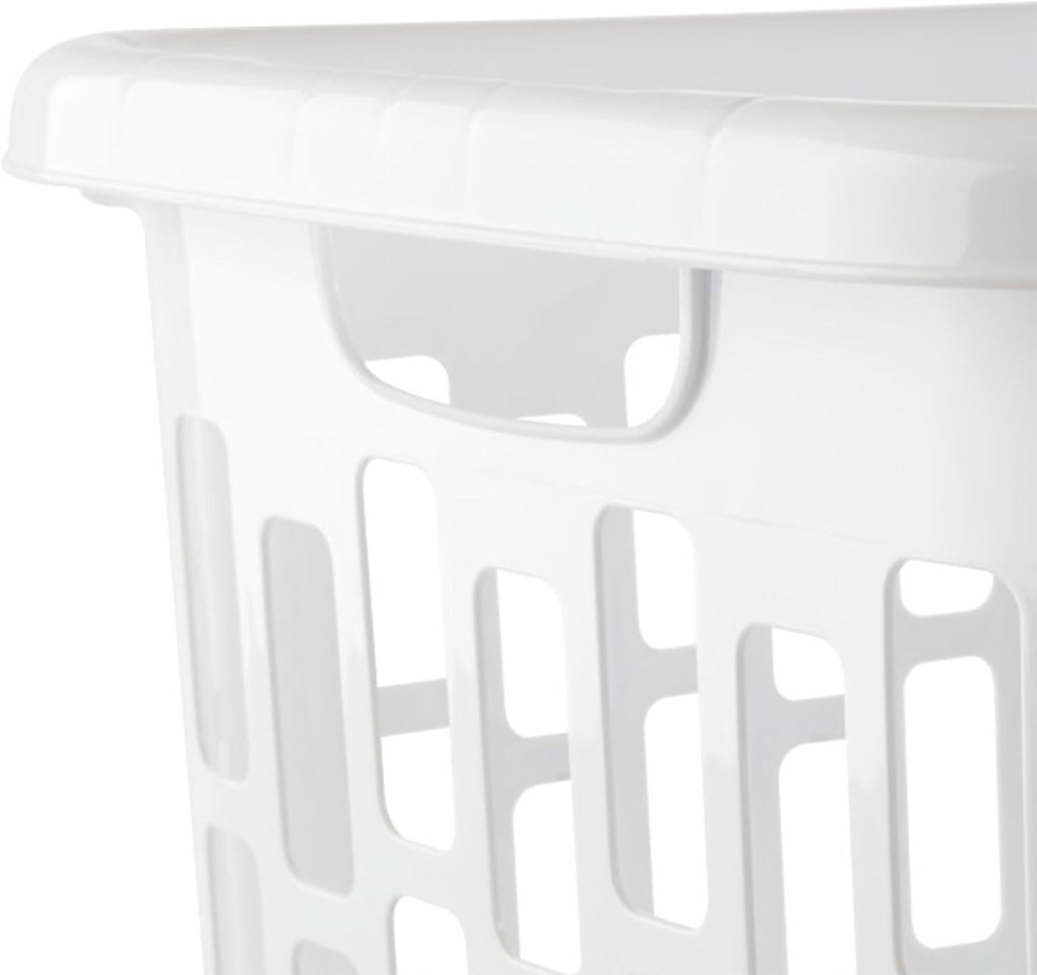 imageSterilite Easy Carry Laundry Hamper Ventilation Holes and Handles to Carry Clothes Between the Laundry Room and Bedroom Plastic White 4Pack4 Pack