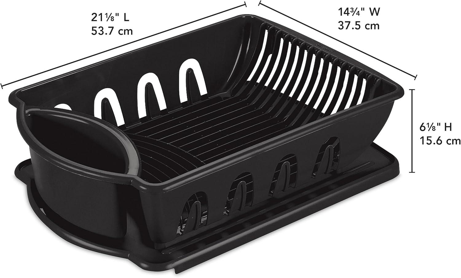 imageSterilite Large 2 Piece Sink Set with Drainboard for Drying Holds Clean Dishes in the Kitchen such as Plates Cups and Silverware White 6PackBlack