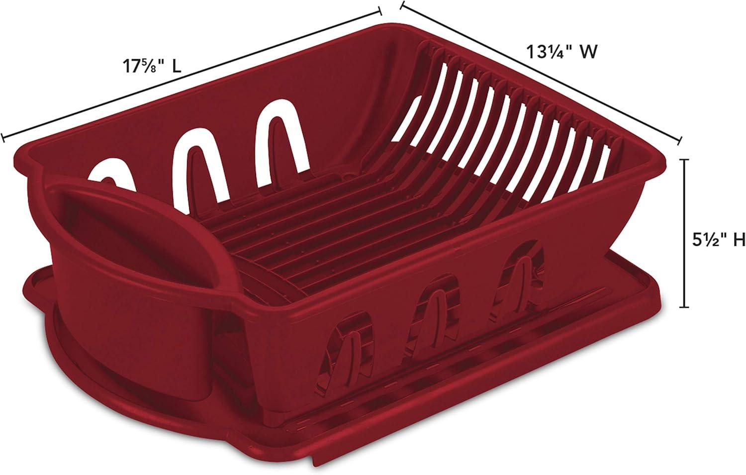 imageSterilite Large 2 Piece Sink Set with Drainboard for Drying Holds Clean Dishes in the Kitchen such as Plates Cups and Silverware White 6PackClassic Red