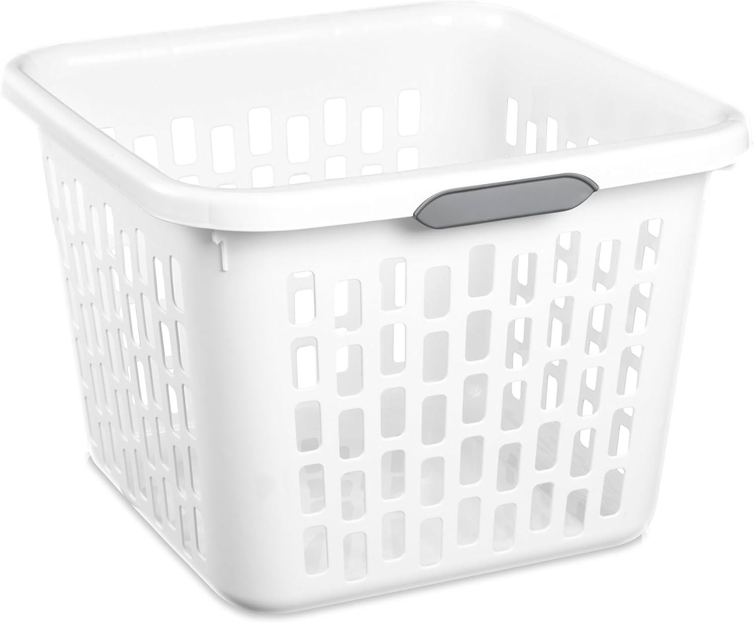imageSterilite Laundry Basket Plastic Clothes Hamper Large Square Bin with Comfort Grip Handles and Reinforced Rim 15 Bushel Capacity Mint 6 Pack10 Bushel White