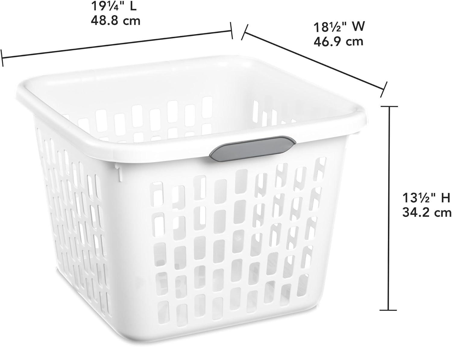 imageSterilite Laundry Basket Plastic Clothes Hamper Large Square Bin with Comfort Grip Handles and Reinforced Rim 15 Bushel Capacity Mint 6 Pack10 Bushel White