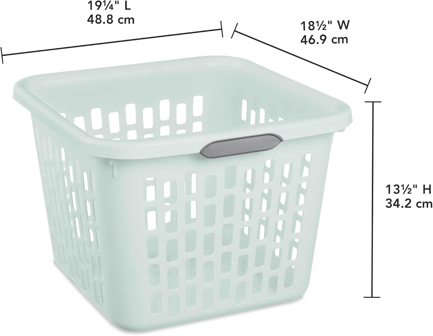 imageSterilite Laundry Basket Plastic Clothes Hamper Large Square Bin with Comfort Grip Handles and Reinforced Rim 15 Bushel Capacity Mint 6 Pack10 Bushel Mint