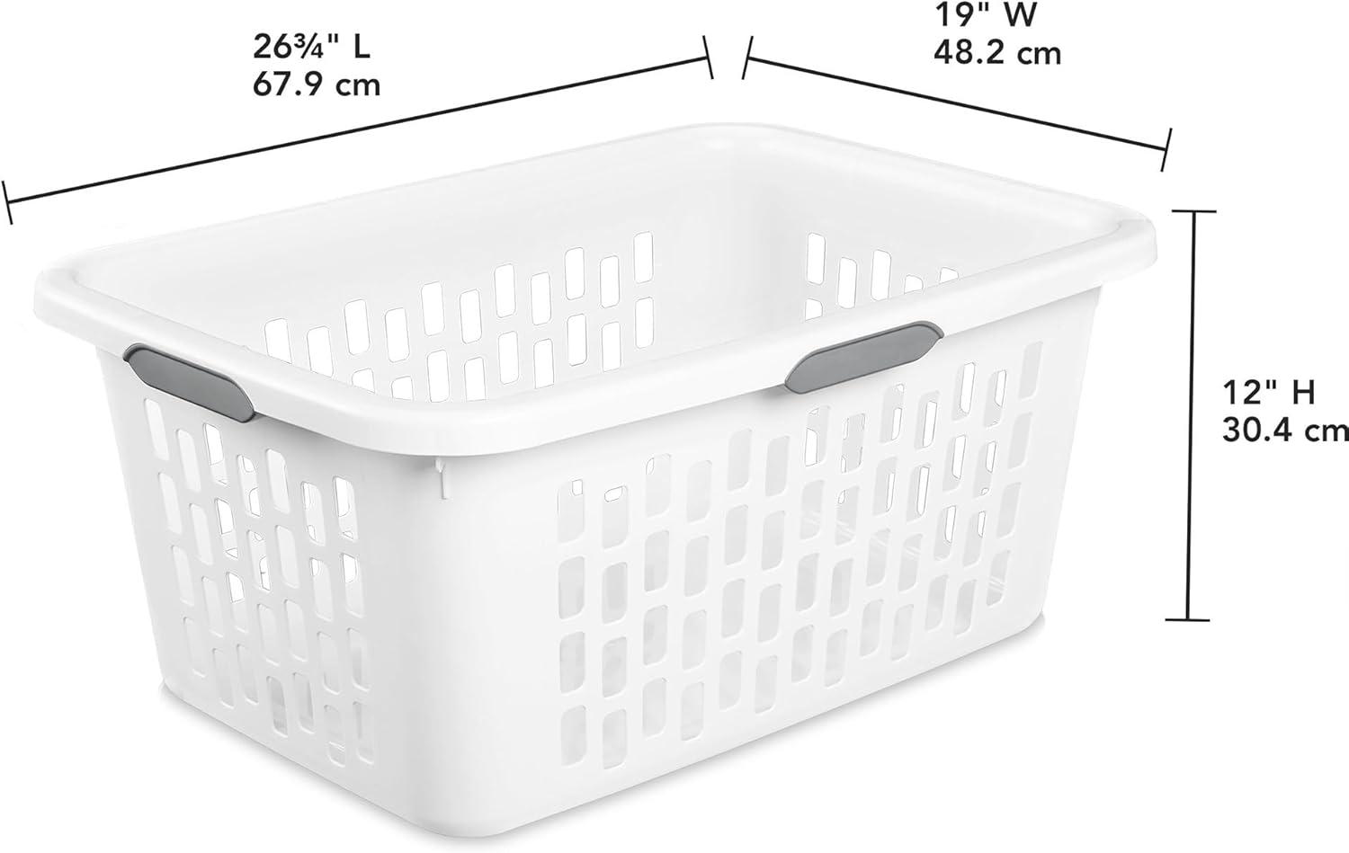 imageSterilite Laundry Basket Plastic Clothes Hamper Large Square Bin with Comfort Grip Handles and Reinforced Rim 15 Bushel Capacity Mint 6 Pack20 Bushel White