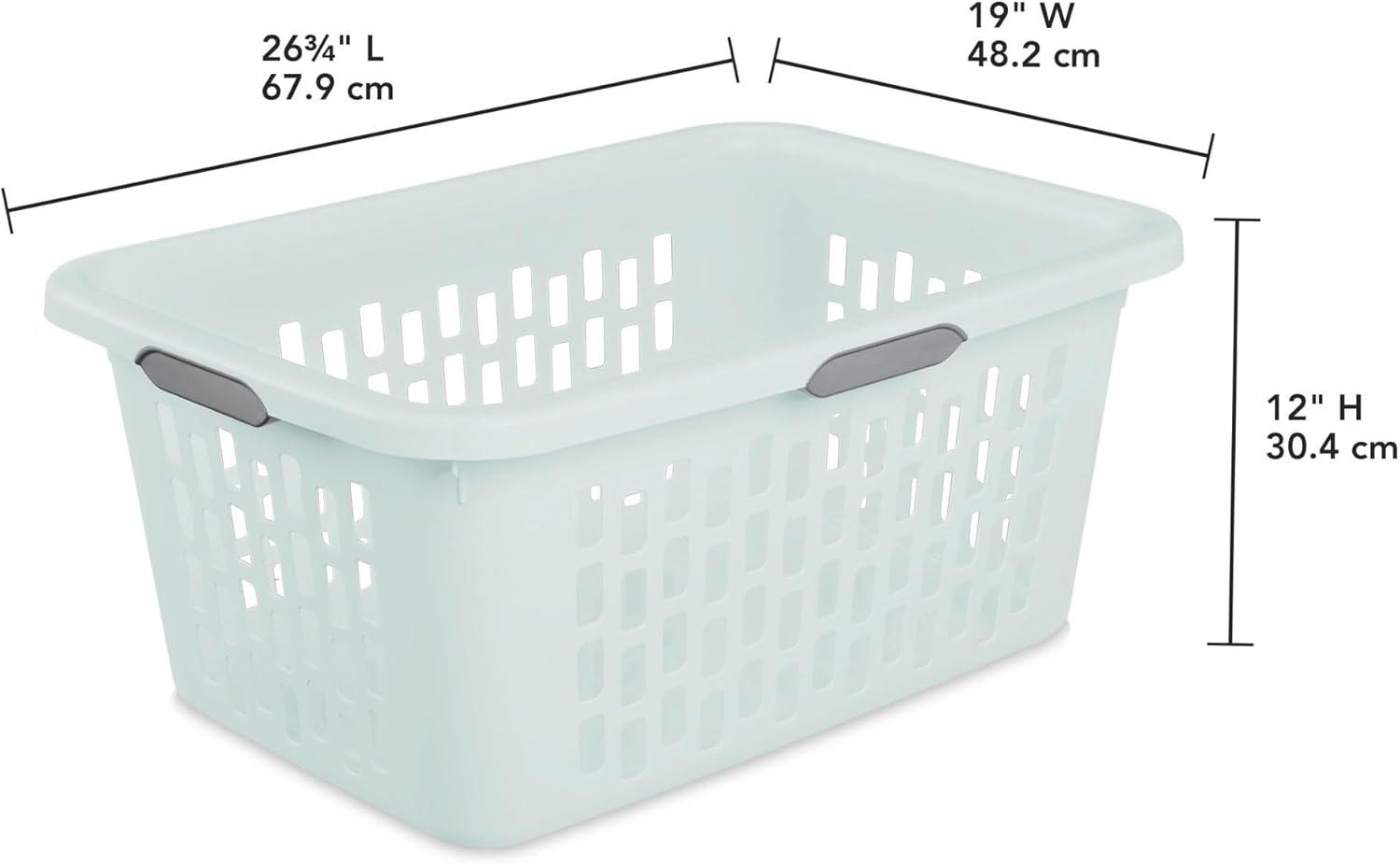 imageSterilite Laundry Basket Plastic Clothes Hamper Large Square Bin with Comfort Grip Handles and Reinforced Rim 15 Bushel Capacity Mint 6 Pack20 Bushel Mint