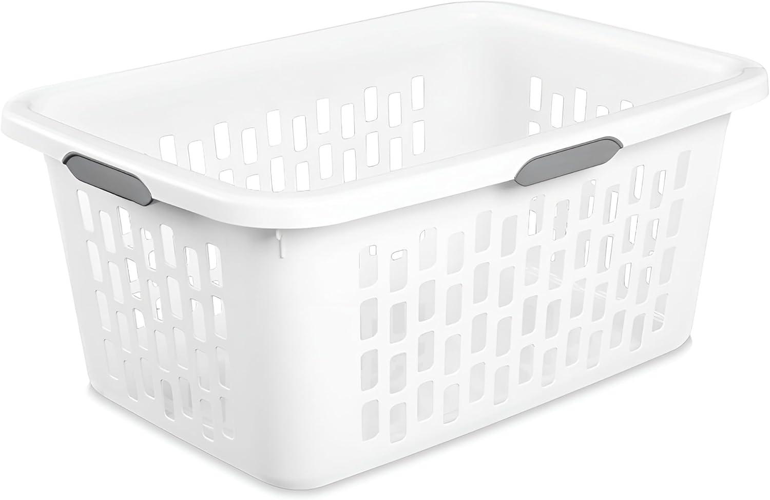 imageSterilite Laundry Basket Plastic Clothes Hamper Large Square Bin with Comfort Grip Handles and Reinforced Rim 15 Bushel Capacity Mint 6 Pack20 Bushel White