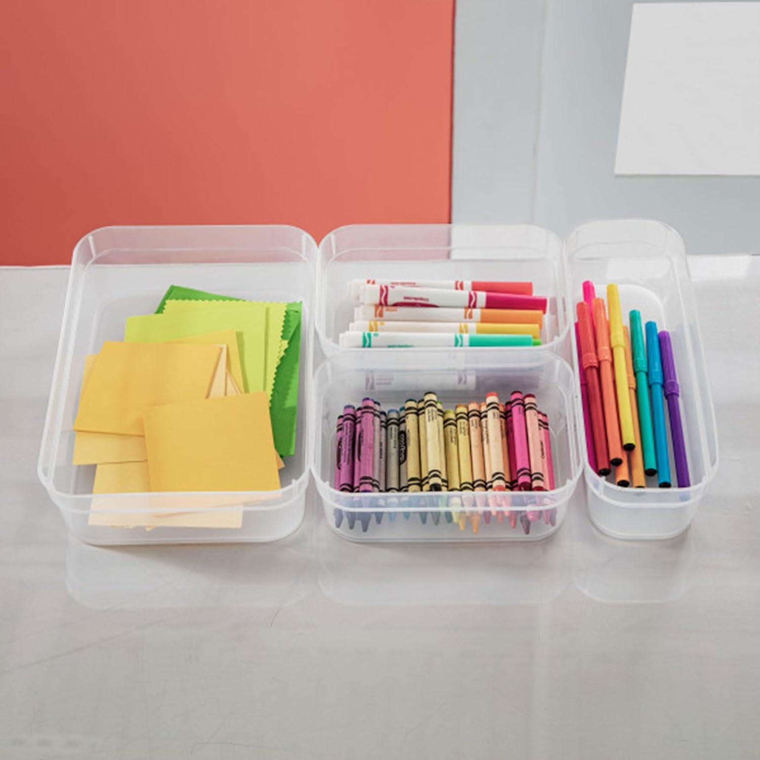 Sterilite Medium Storage Tray Containers with Sturdy Banded Rim and ...