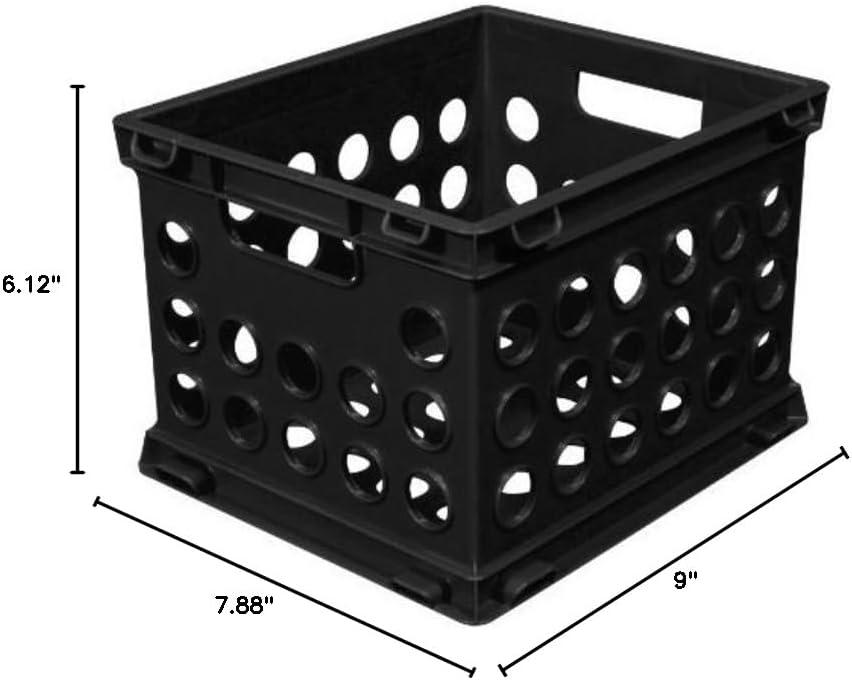 imageSterilite Mini Crate Stackable Plastic Storage Bin with Handles Organize Home Garage Office School Dorm Room Black 12Pack