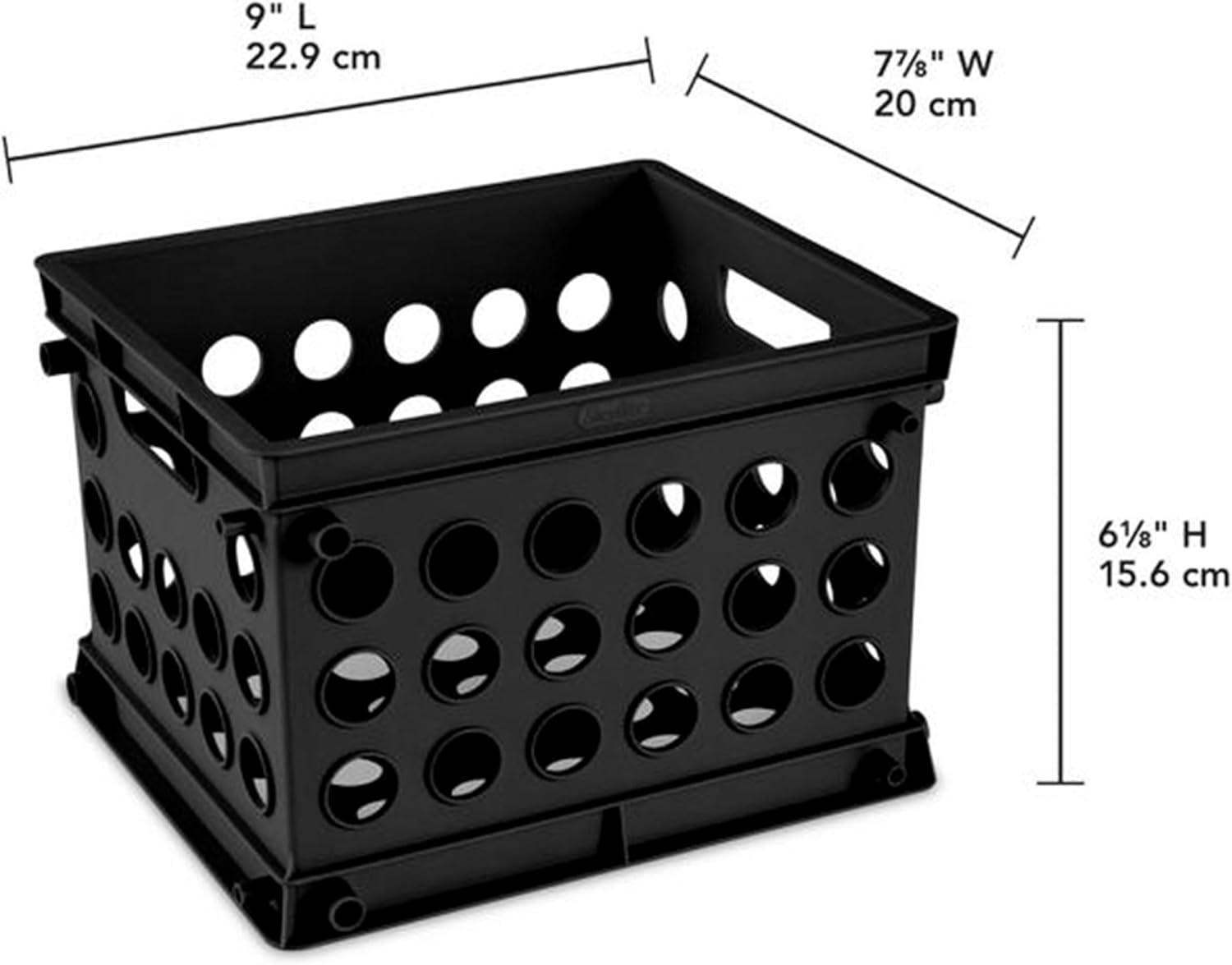 imageSterilite Mini Crate Stackable Plastic Storage Bin with Handles Organize Home Garage Office School Dorm Room Clear 12PackBlack