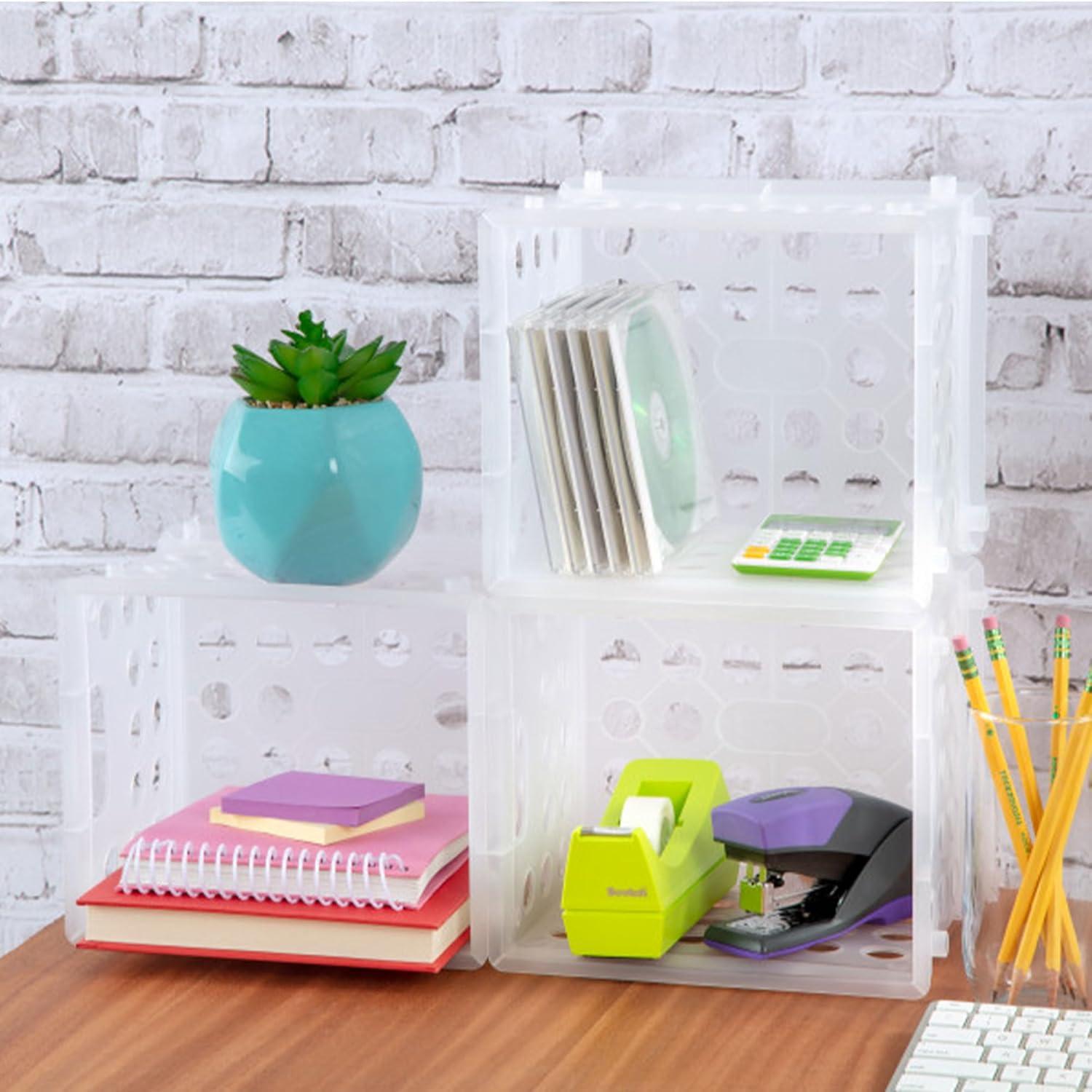 imageSterilite Mini Crate Stackable Plastic Storage Bin with Handles Organize Home Garage Office School Dorm Room Clear 12PackClear