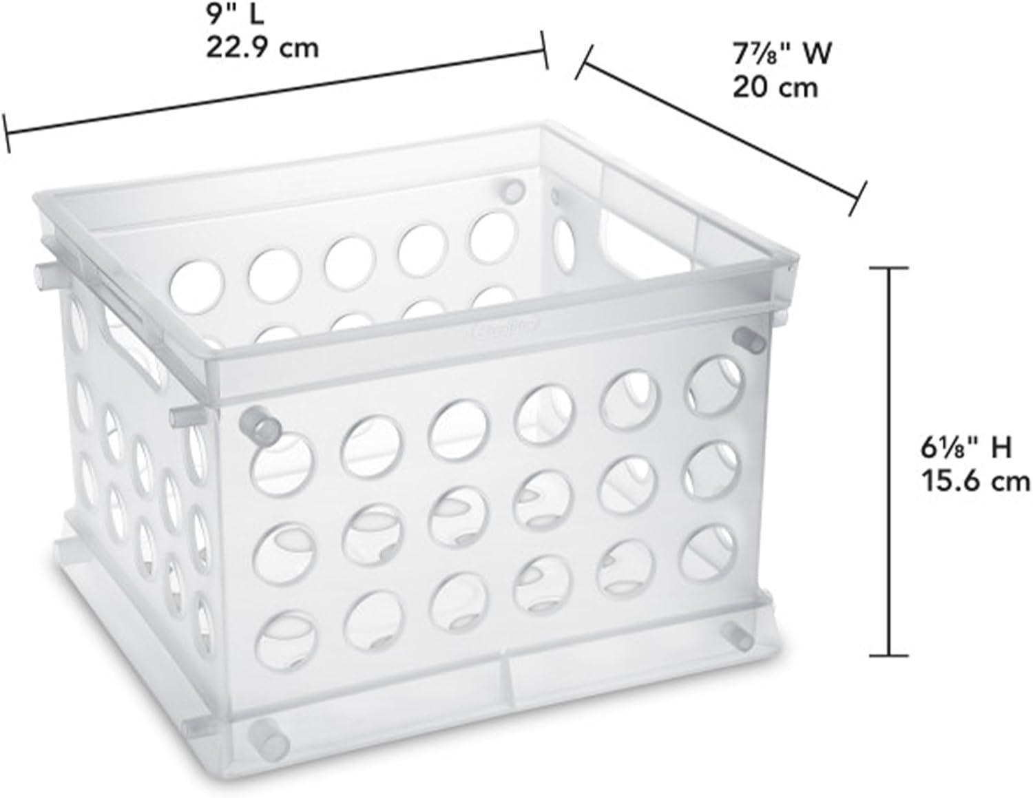 imageSterilite Mini Crate Stackable Plastic Storage Bin with Handles Organize Home Garage Office School Dorm Room Clear 12PackClear