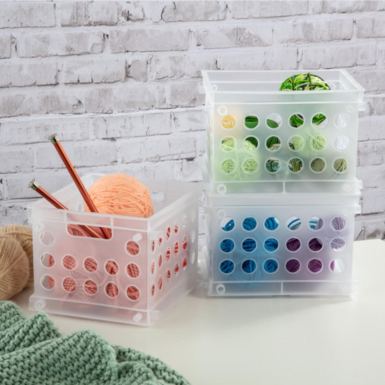 imageSterilite Mini Crate Stackable Plastic Storage Bin with Handles Organize Home Garage Office School Dorm Room Clear 12PackClear