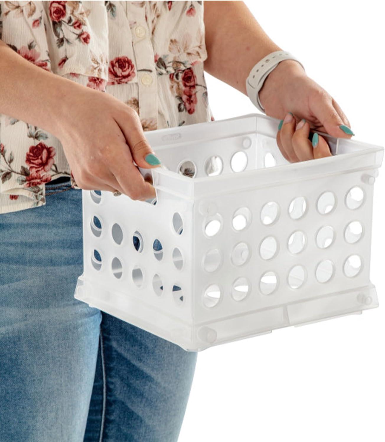 imageSterilite Mini Crate Stackable Plastic Storage Bin with Handles Organize Home Garage Office School Dorm Room Clear 12PackClear