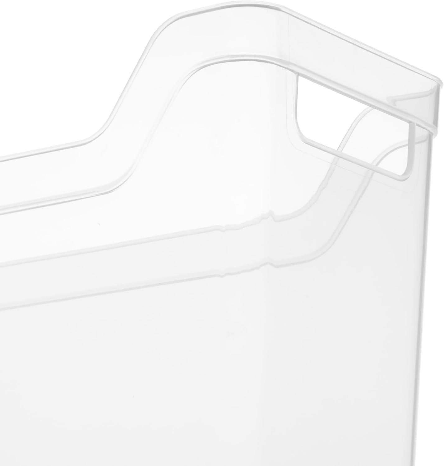 imageSterilite Narrow Shelf Bin with Handles Plastic Storage Container for Organizing Shelving Closet Pantry and Countertops Clear 6PackNarrow