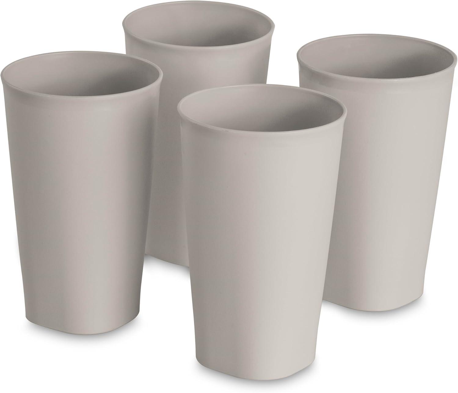 imageSterilite Set of Four 20 Oz Tumblers Reusable Plastic Cups For Drinking Water or Juice Freezer and Dishwasher Safe Blue 8PackGrey Pumice