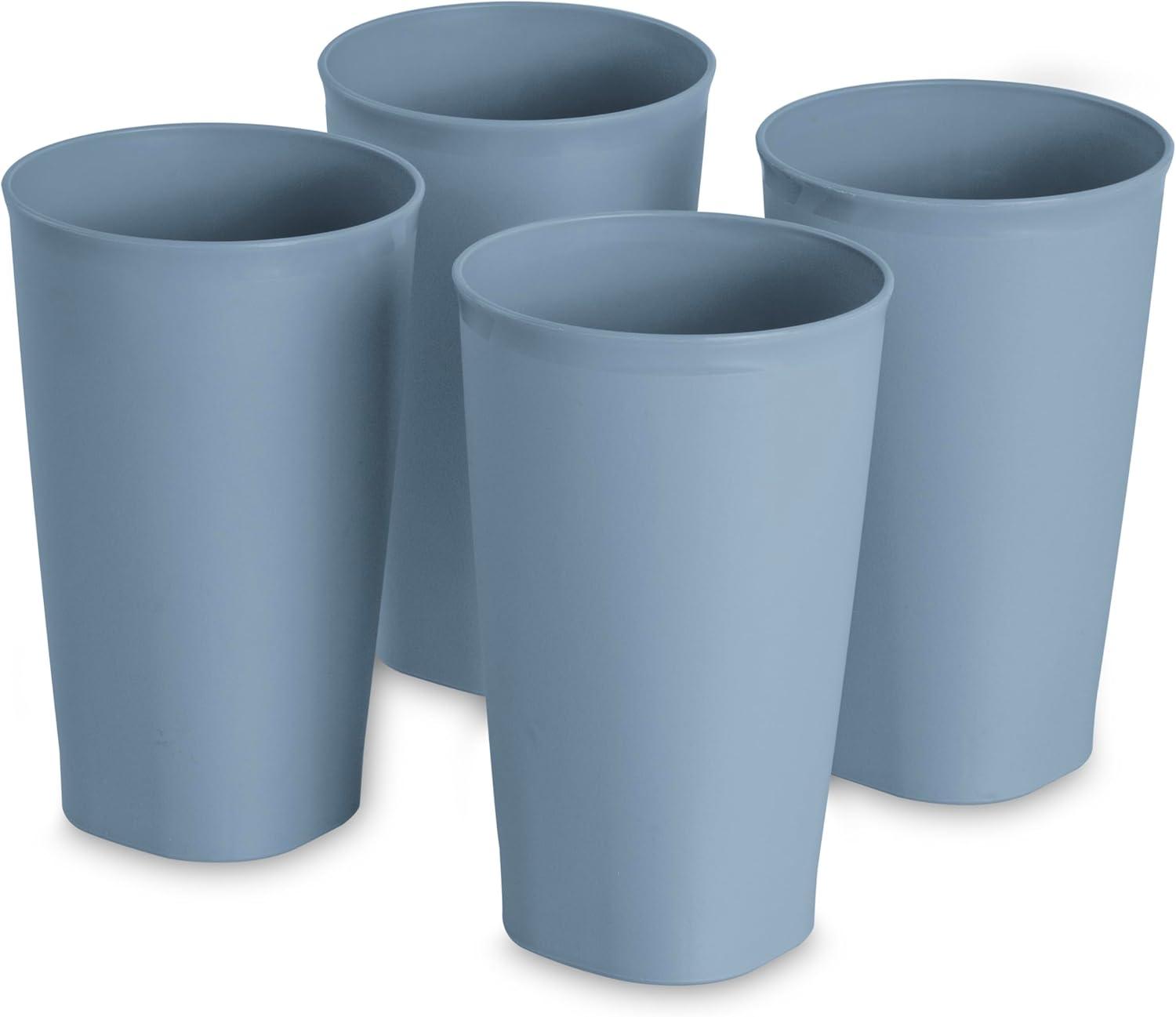 imageSterilite Set of Four 20 Oz Tumblers Reusable Plastic Cups For Drinking Water or Juice Freezer and Dishwasher Safe Blue 8PackWashed Blue